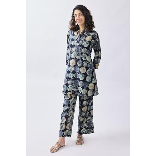 Toochki Kurta Set For Women | Two Piece Kurta Set For Women | Kurtas For Women | Stylish Kurta Set | Kurta Set | Navy Blue Kurta Set | Rayon Kurta Set (Tkcbl-Ry-324-Nb-Ks Parent)