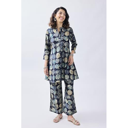 Toochki Kurta Set For Women | Two Piece Kurta Set For Women | Kurtas For Women | Stylish Kurta Set | Kurta Set | Navy Blue Kurta Set | Rayon Kurta Set (Tkcbl-Ry-324-Nb-Ks Parent)