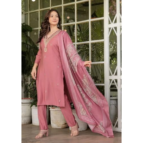 Fabnex Kurta For Women | Women Kurta Pant Set (K-123-Pink-M)