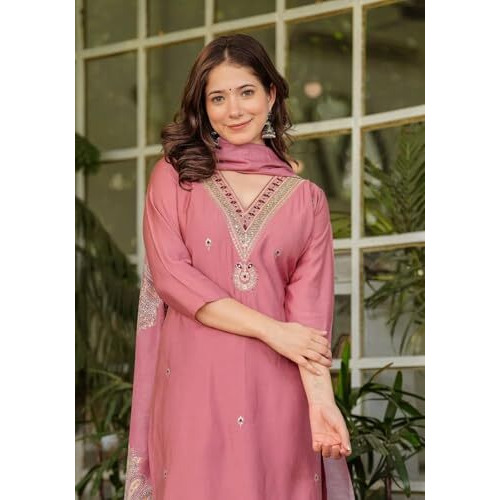 Fabnex Kurta For Women | Women Kurta Pant Set (K-123-Pink-M)