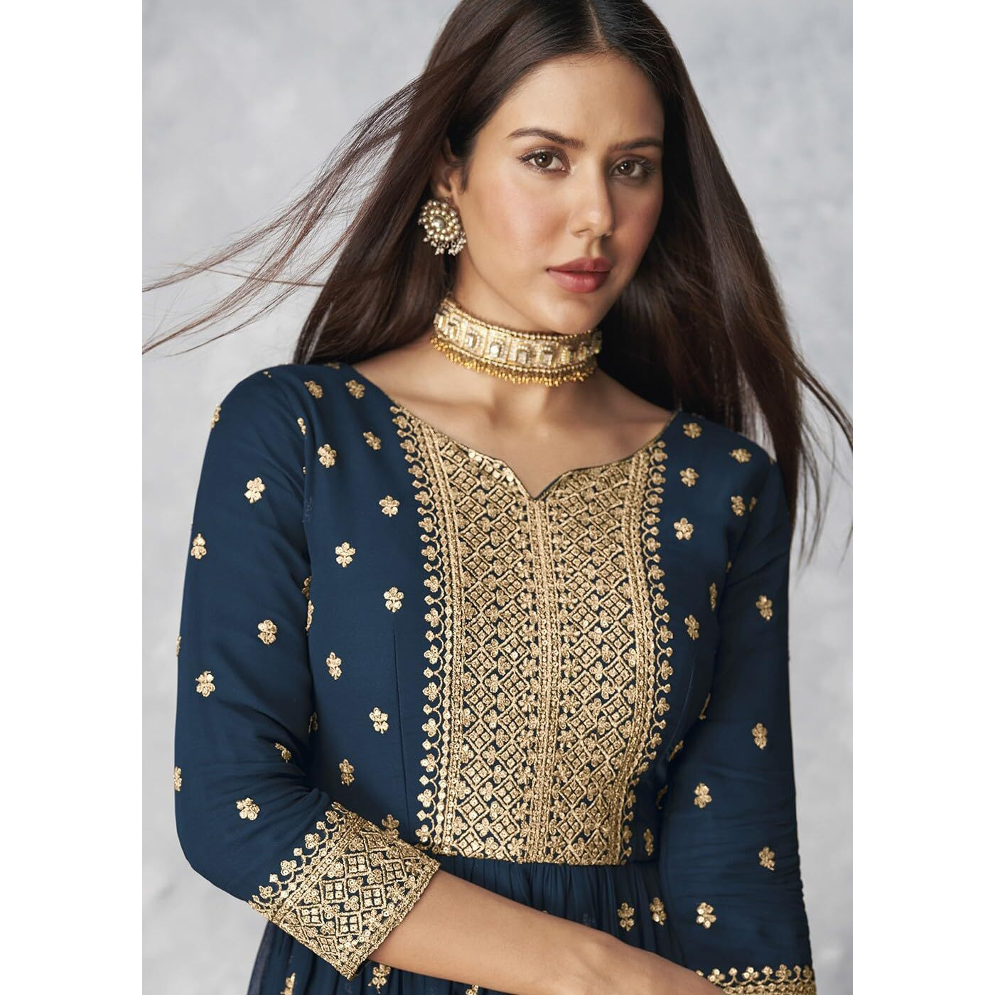 Xomantic Fashion Women's Ethnic Wear Nyra Cut Embroidery Kurti Plazzo And Dupatta (Small, Kerocene)