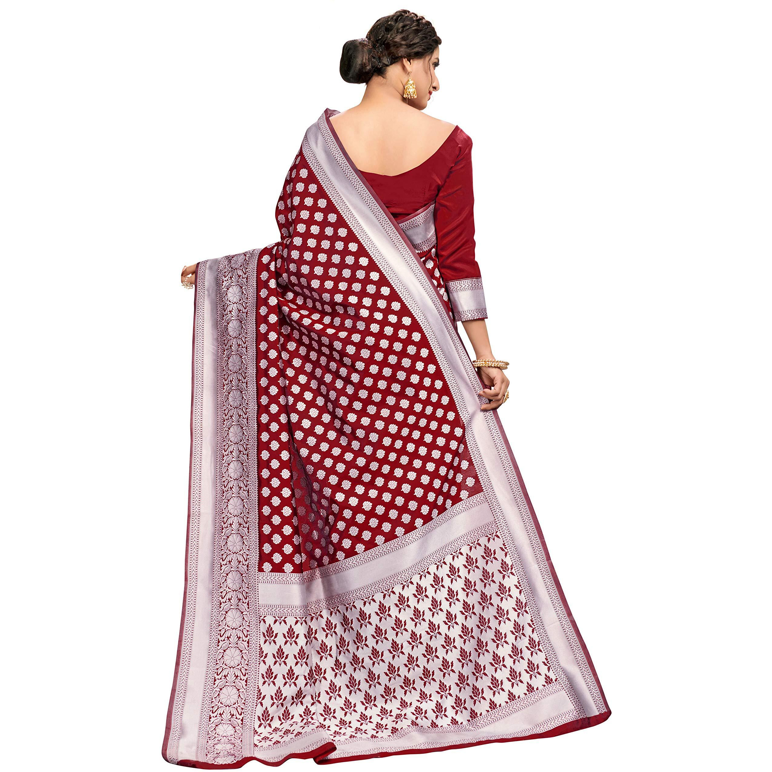 Glory Sarees Women's Jacquard Silk Saree With Blouse Piece (Jacquard115Maroon)