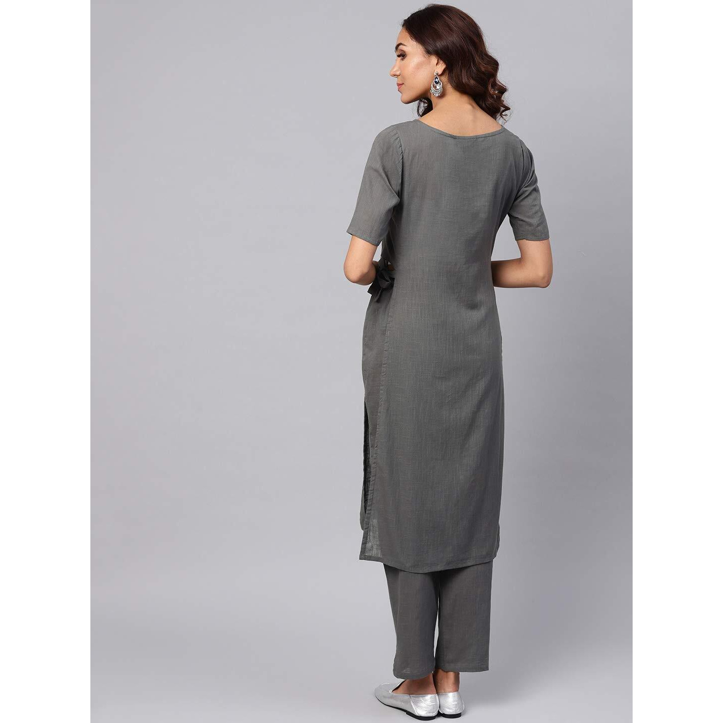 Idalia Rayon Solid Straight Kurta Set For Women 3/4 Sleeve, Round V Neck Designer Kurta With Pant