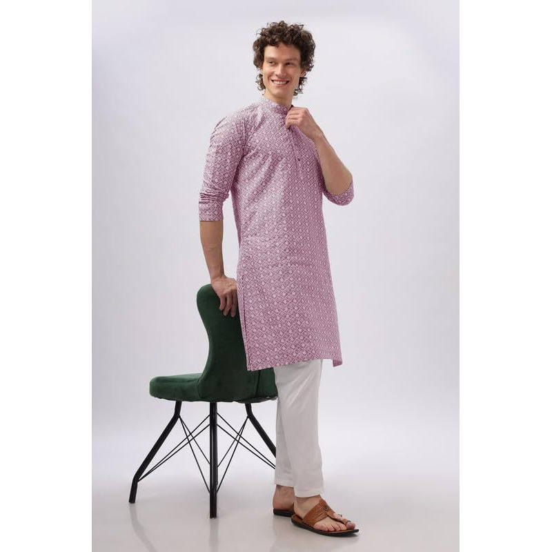 Be Active Men's Cotton Blend Regular Kurta (My0013-Kr 5_Pink