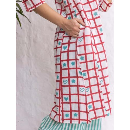 Fabnex Cotton Blend Regular Women Kurta Set (F-60-Red-Xl_Red