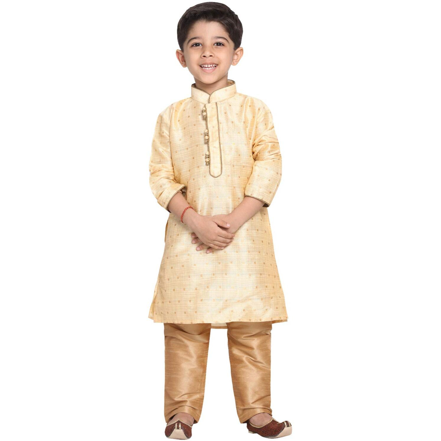 Jbn Creation Boys' Gold Silk Blend Kurta And Pyjama Set_Vasbk023Gonprg_14