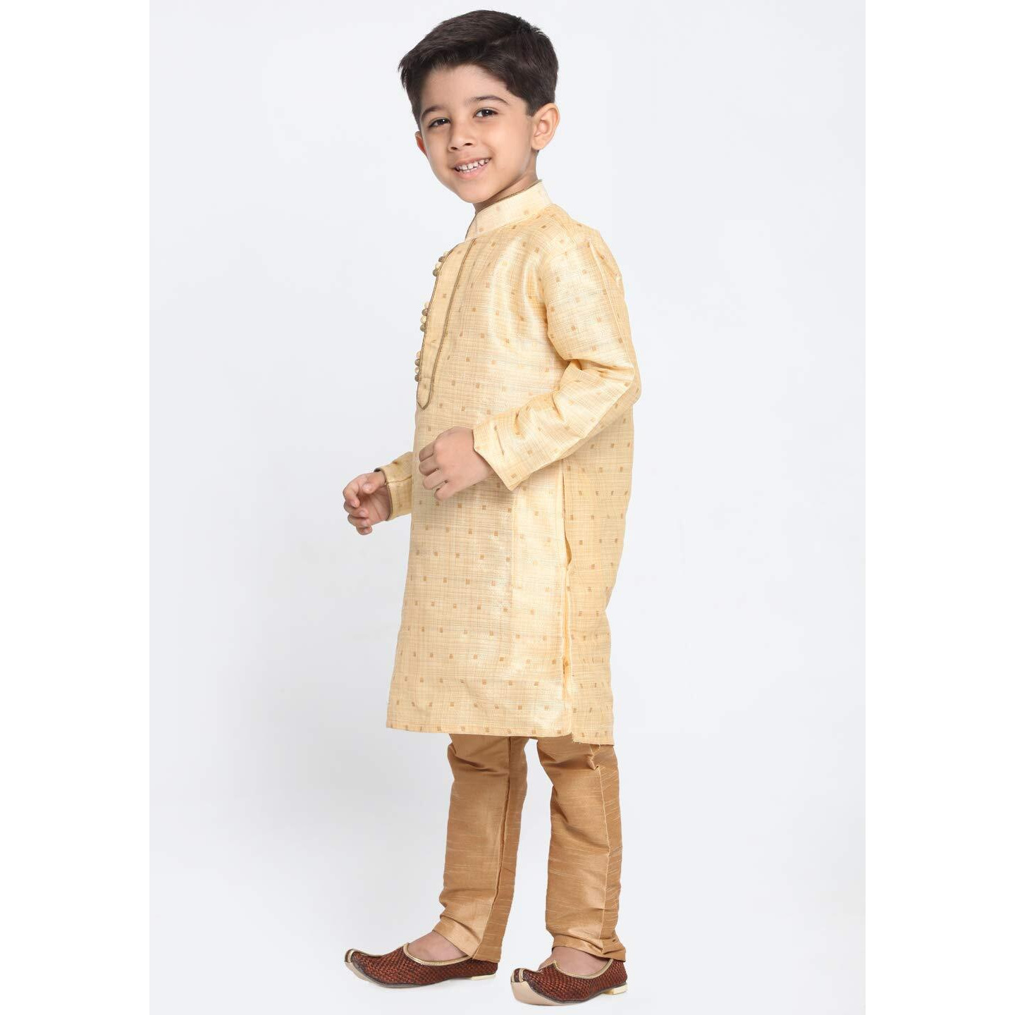 Jbn Creation Boys' Gold Silk Blend Kurta And Pyjama Set_Vasbk023Gonprg_14