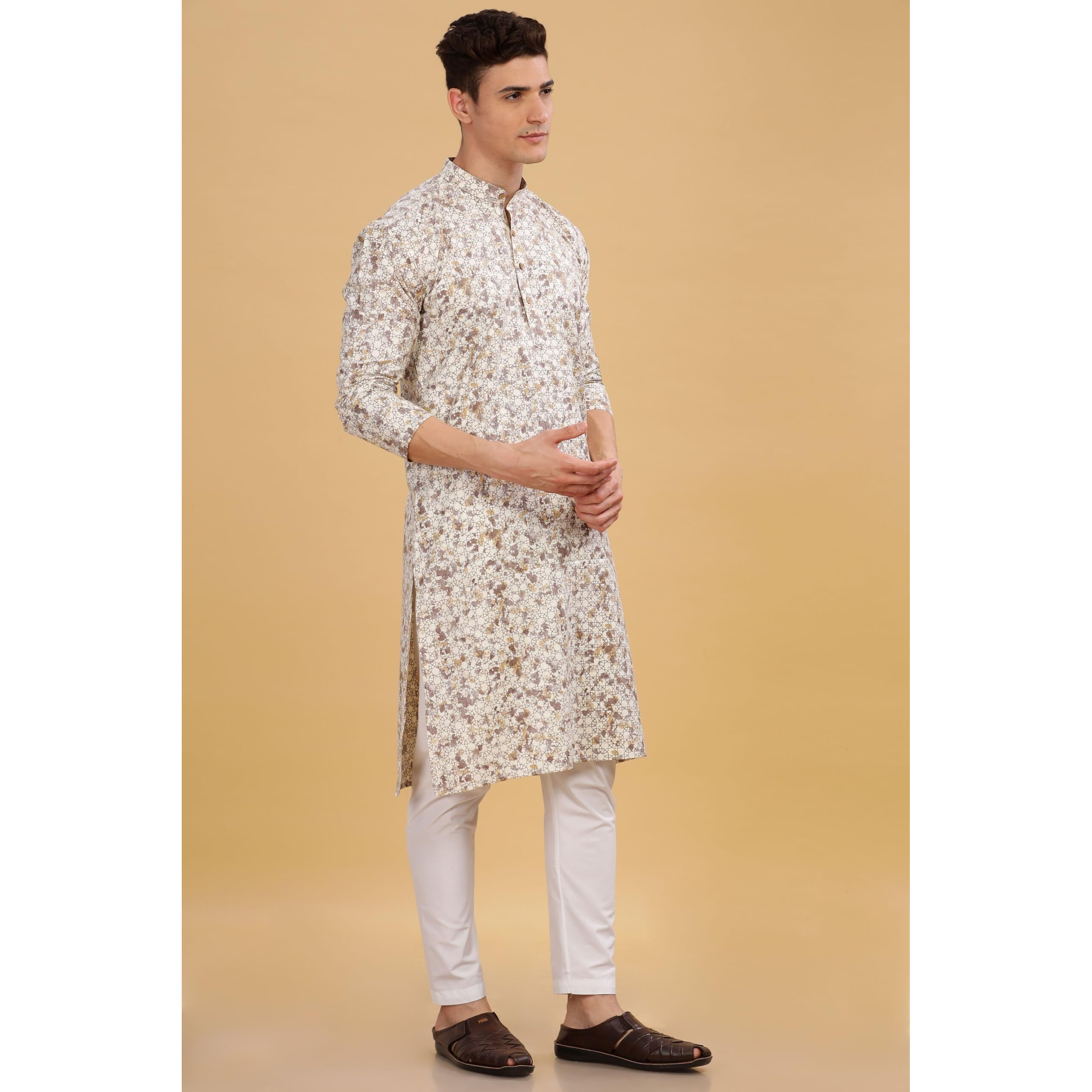 Be Active Men's Cotton Regular Kurta (C-399-4_Yellow