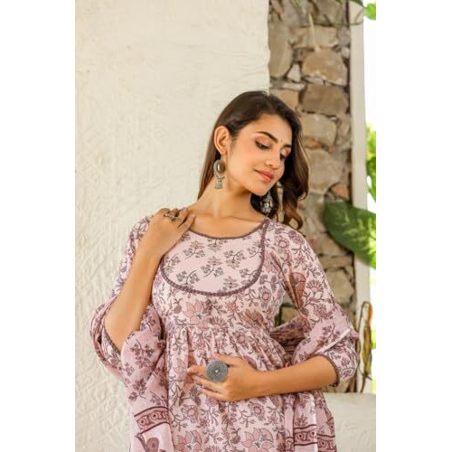 Fabnex Kurta Set For Women | Women Kurta Set With Dupatta | Women Kurta Sets Kurtis | Women Kurta Pant Set (K-64-Lightpink-2Xl)