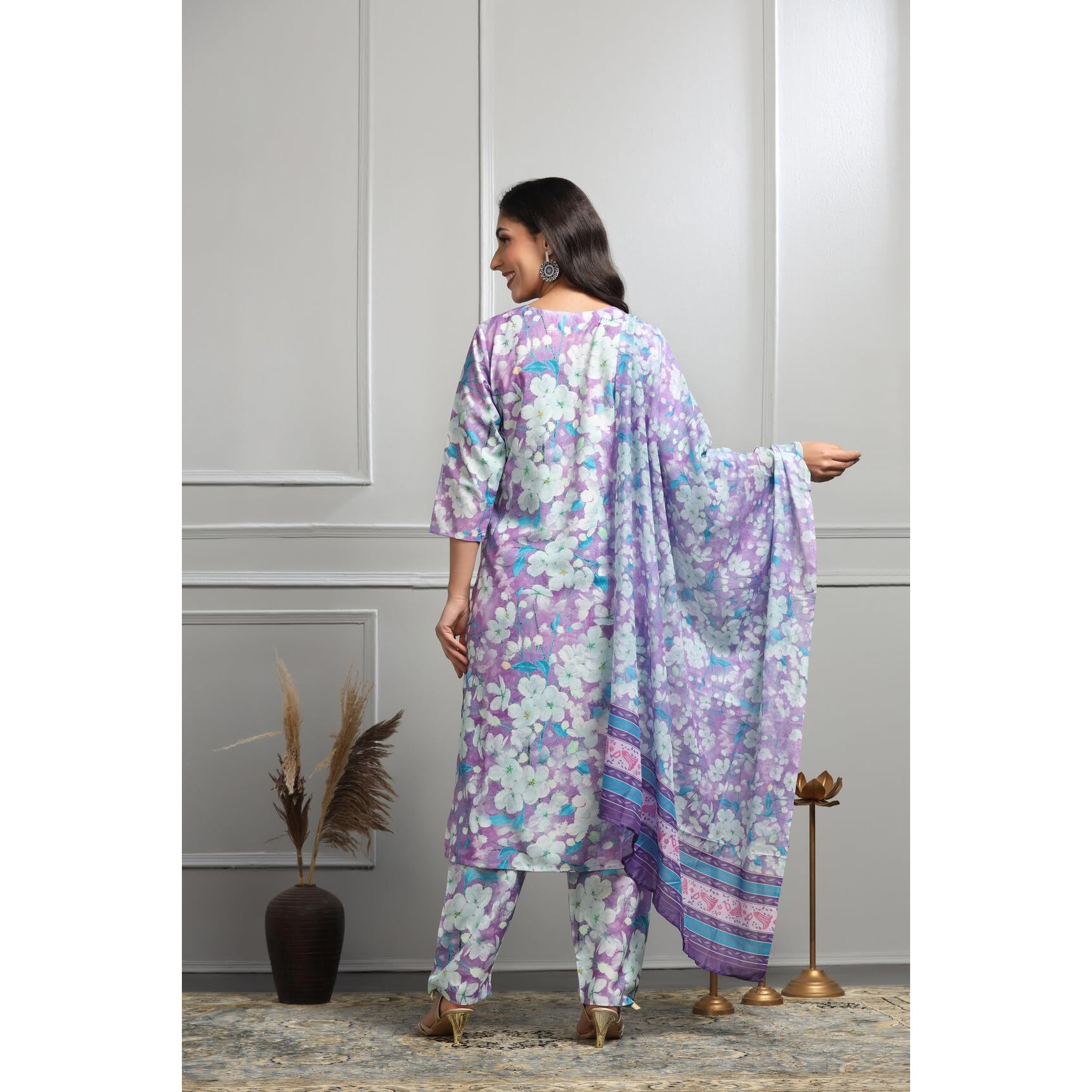 Leriya Fashion Cotton Alia Cut Kurta Set For Women| Alia Cut Anarkali Set For Women | Embroidery Kurta Set For Women| Kurta & Pant Set For Women. (X-Large, Purple),Blue