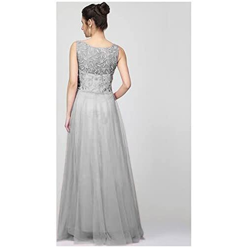 Patlani Women's Net Fit And Flare Knee Length Dress (All Over-New_Grey_Xl