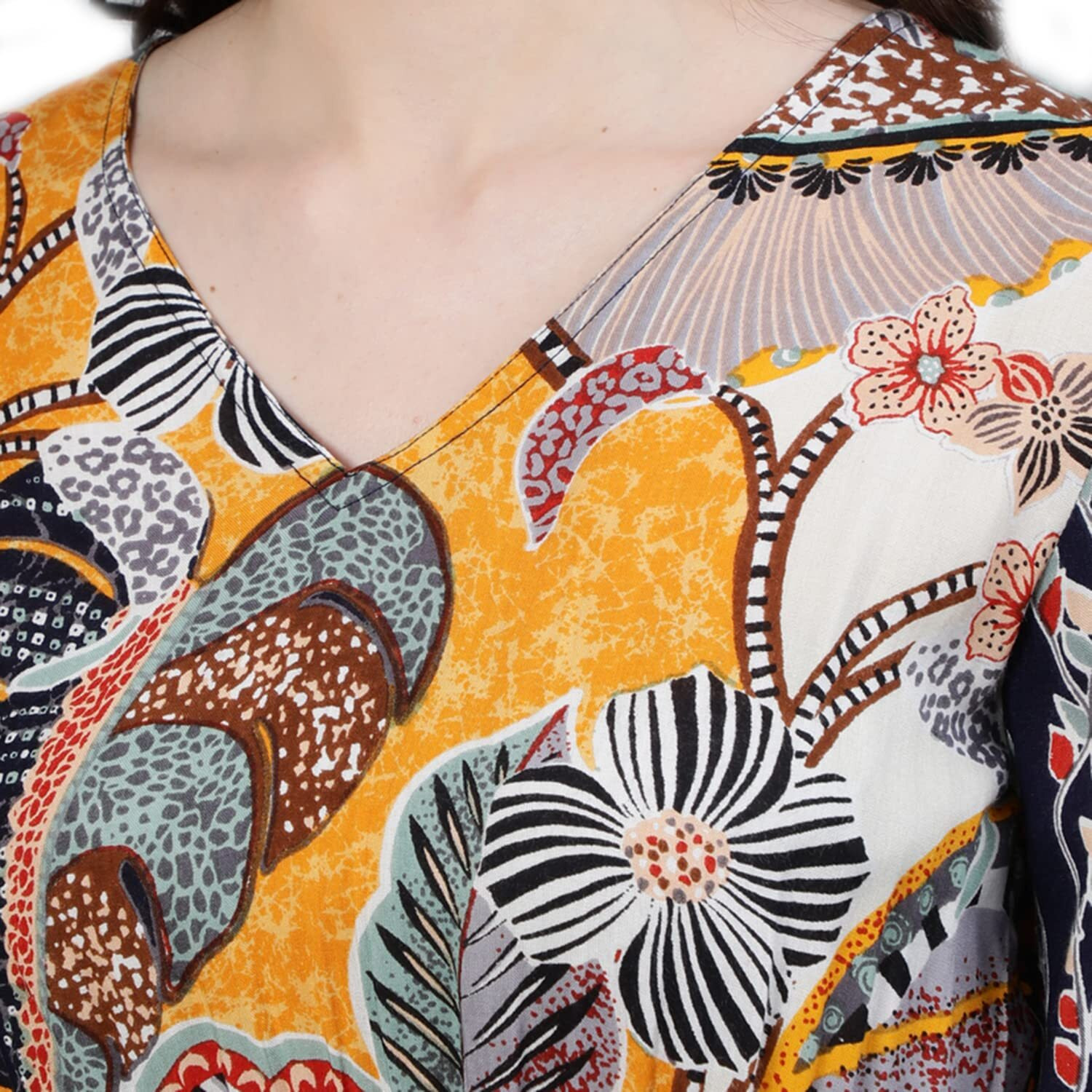 Ishin Women's Viscose Rayon Multi Coloured Floral Printed Dress