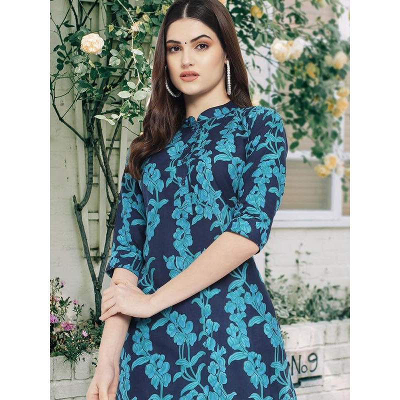 Pinkmint Women Cotton Printed Kurta Stylish Regulr Fit Girl's Combo Kurta Ll Regular Fit Combo Kurta (Pack Of 2) Blue-Red