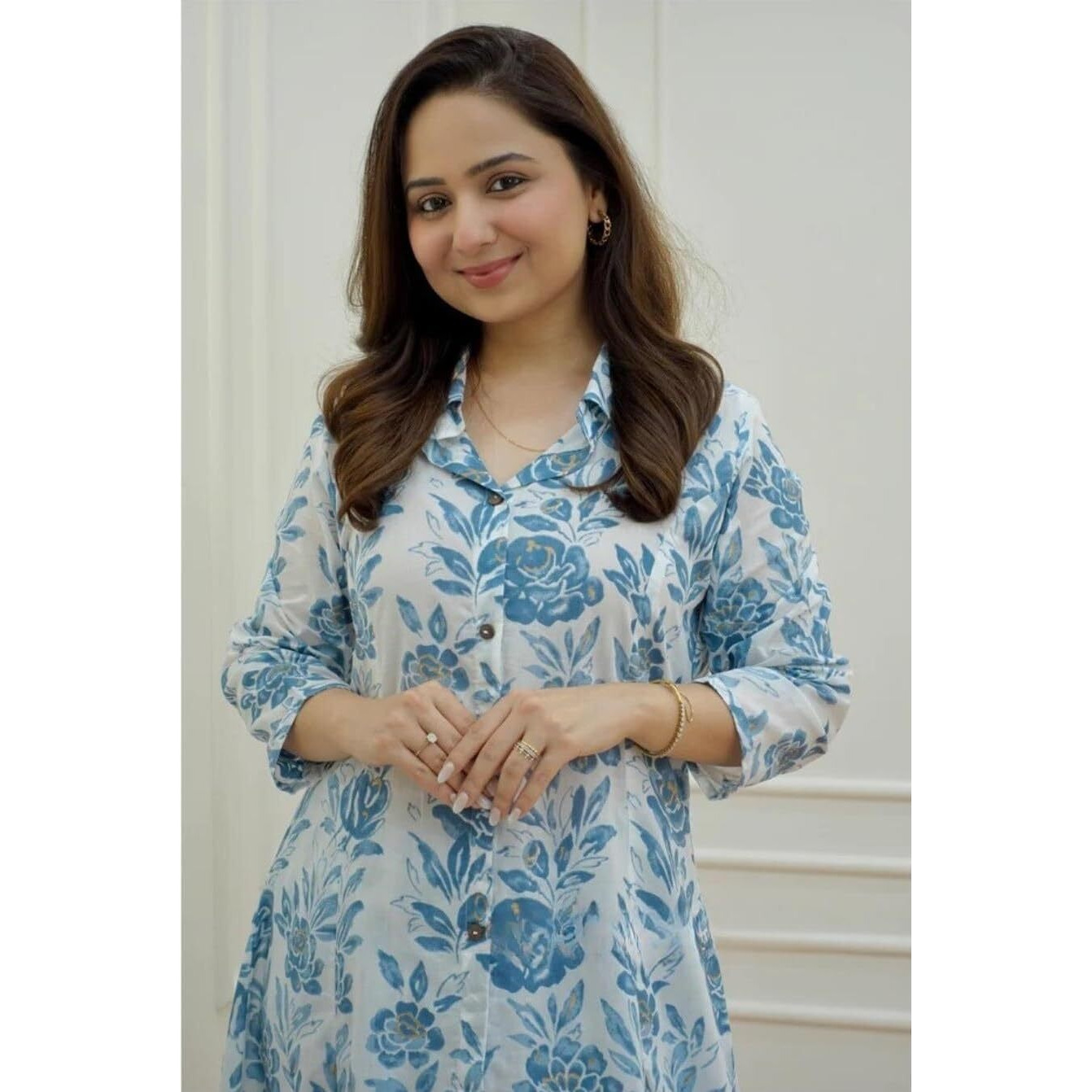 Leriya Fashion Ethnic Co Ord Set For Women Sky Blue