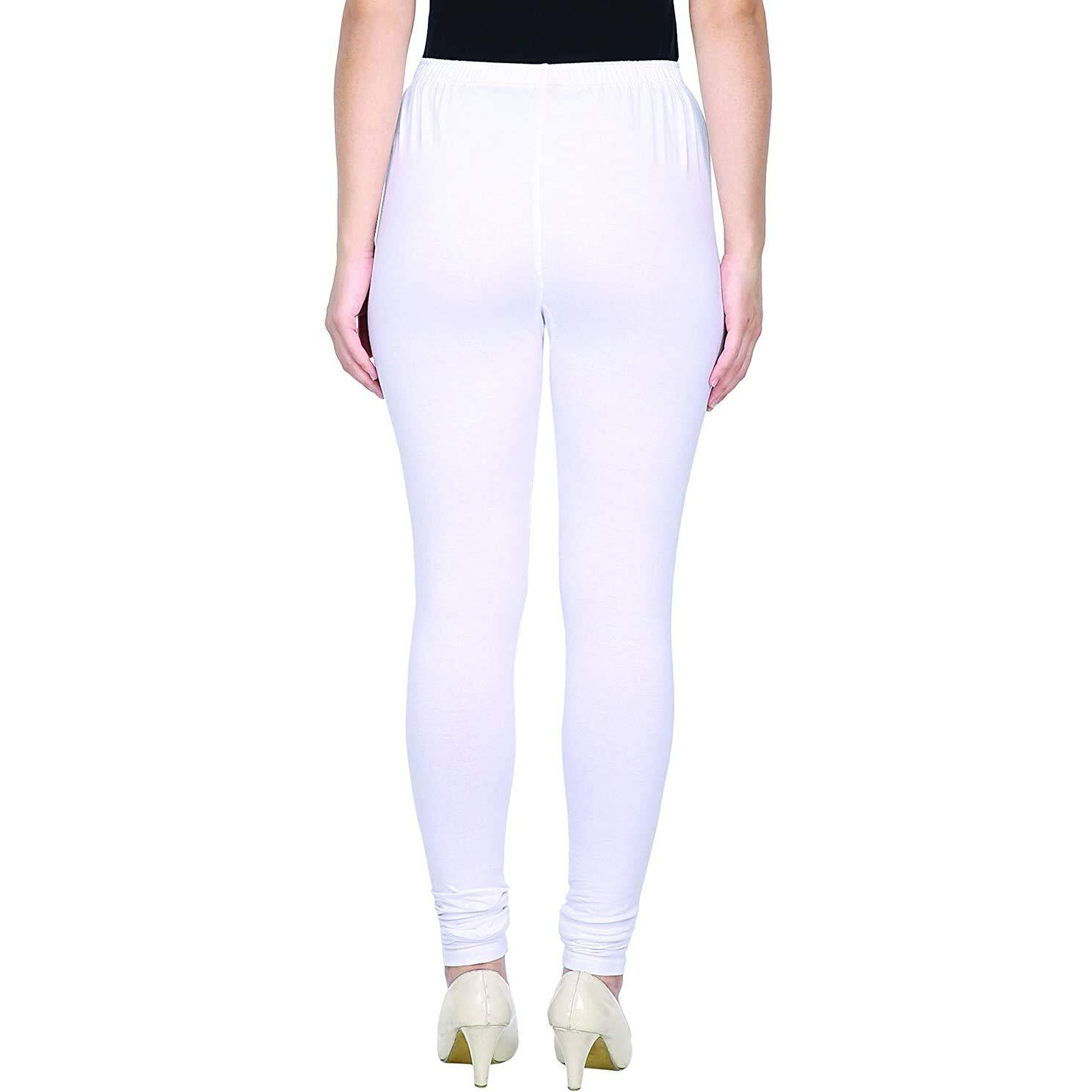 Shasmi Women's Leggings Cotton Lycra 4 Way Stretchable Skin Fit White Colored Chudidar Full Length Leggings For Women (Leggings Chudidar 28 White Plus)