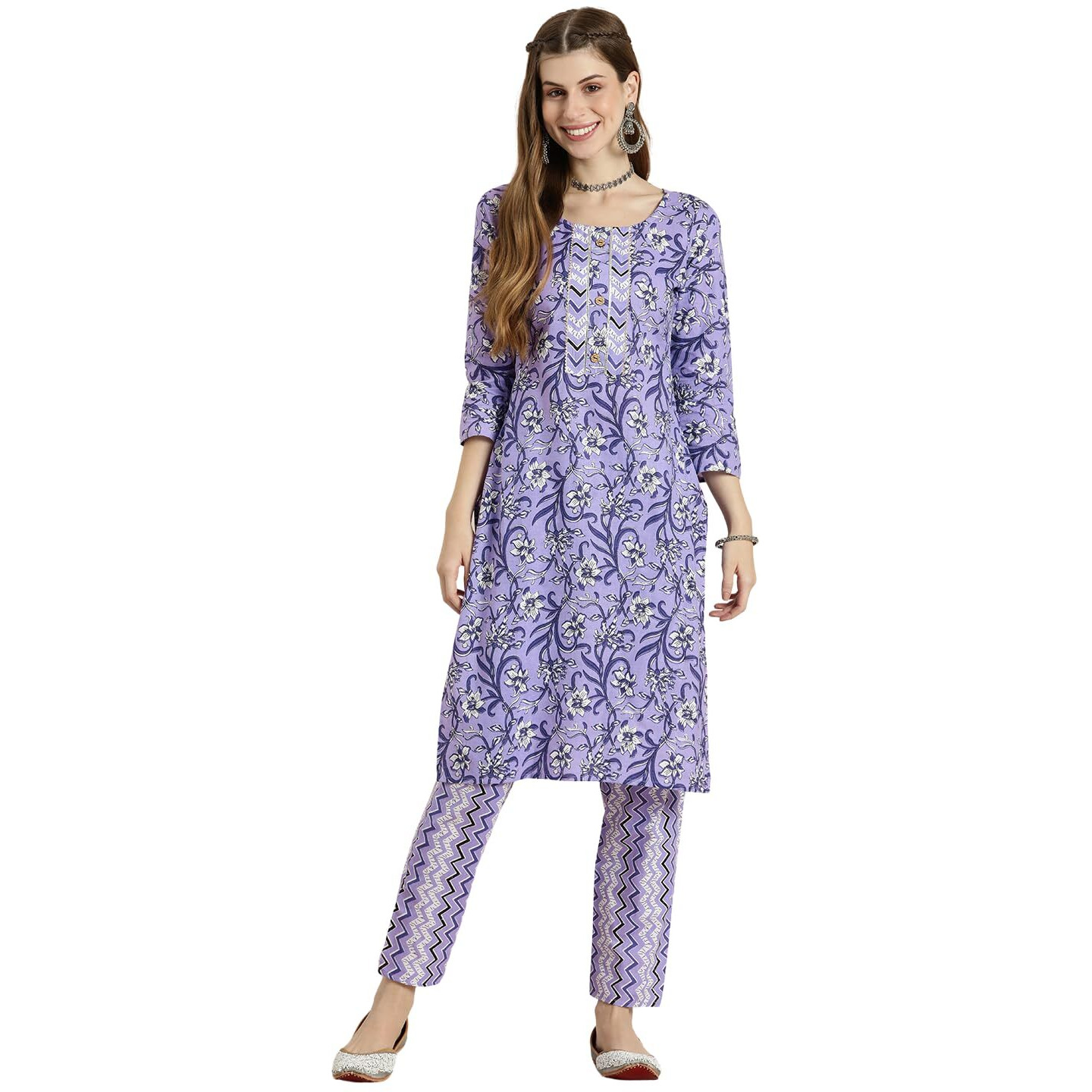 Shiv Textiles Cotton Kurta Set For Women.(9002-Grey-M)