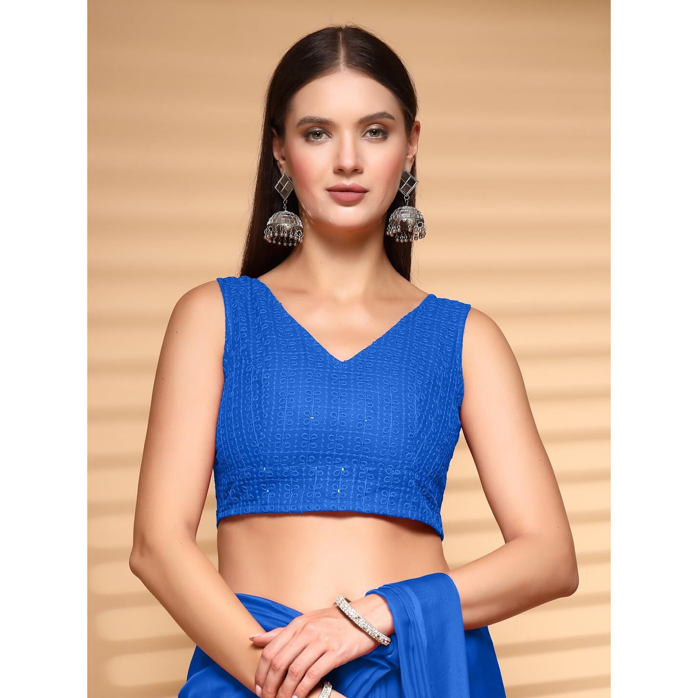 Oomph Readymade Blouse For Women, Cotton, Sleeveless, V-Neck, Rbbl602