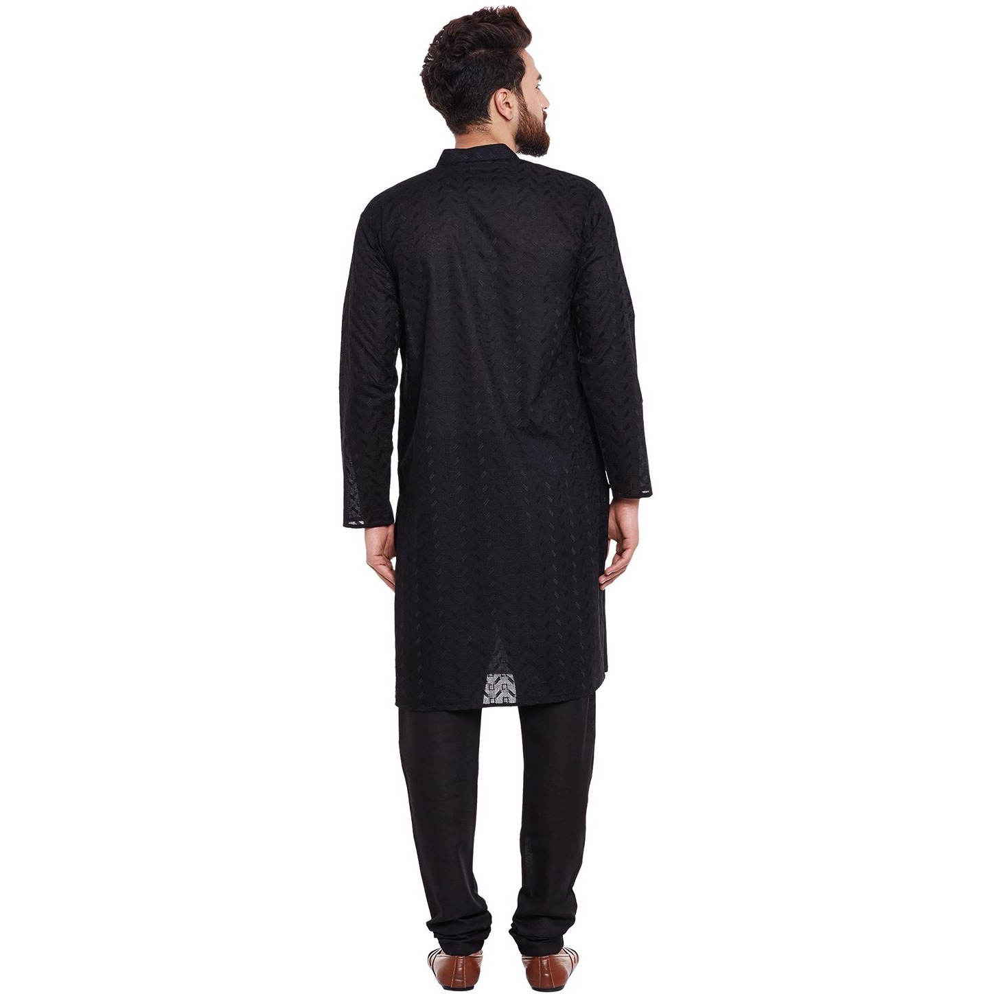 Sojanya (Since 1958 Men's Black 100% Chicken Cotton Only Long Kurta