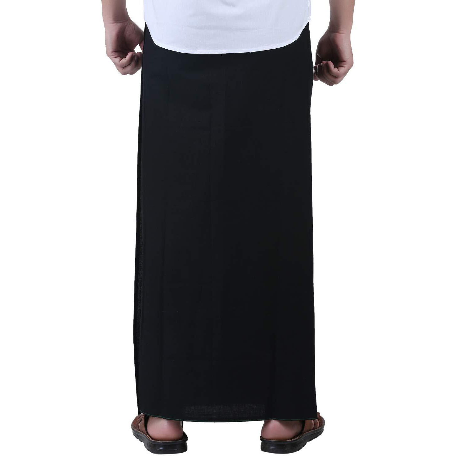 Prakasam Cotton Black Colour Stitched Pocket Single Dhoti For Men/Pocket Dhoti (Roja) Size -Large (Hip Size 40 To 46)