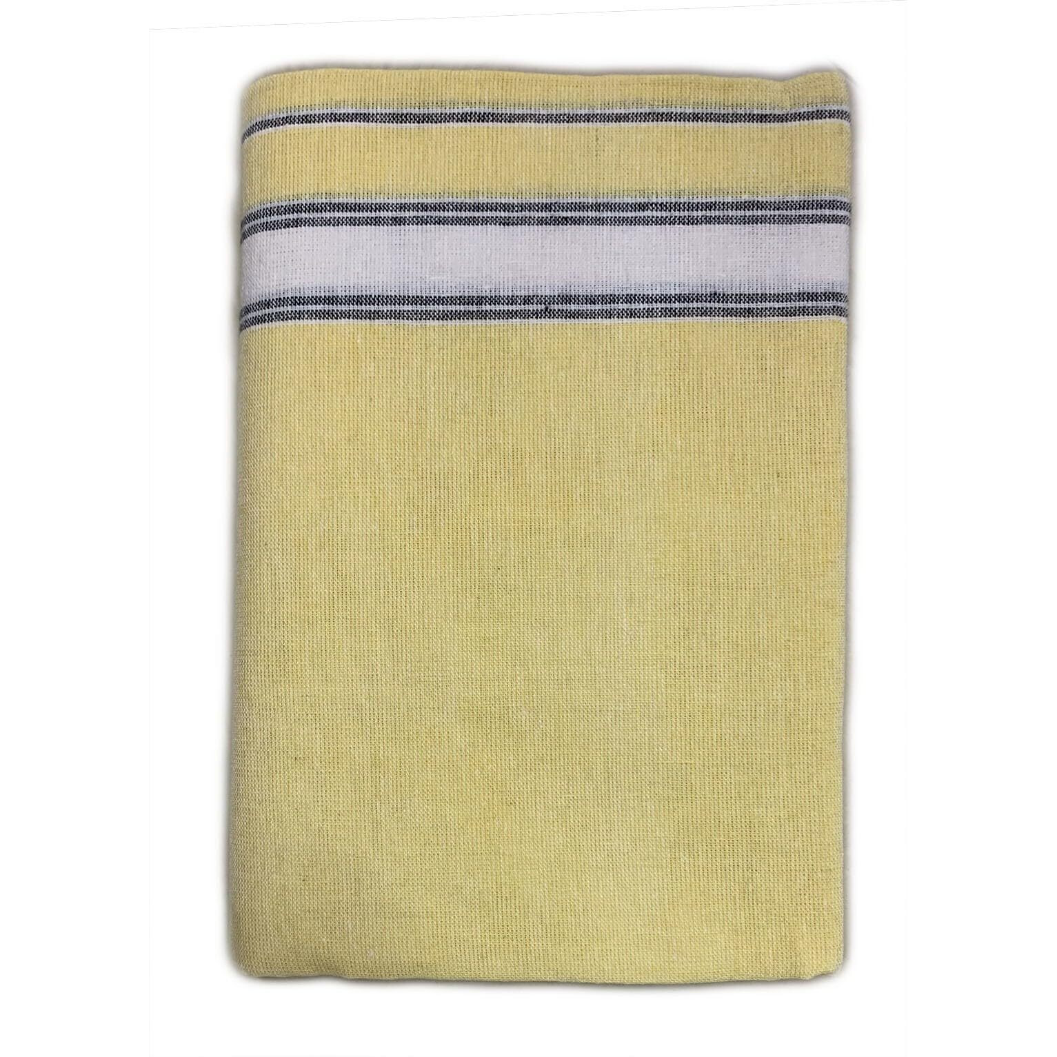 Prakasam Cotton Mens Single (1.28 X 2.25 Mtrs) Colour Thalapathi Border Dhoti/Fine Quality Single Jumbo Size Dhoti (Yellow)