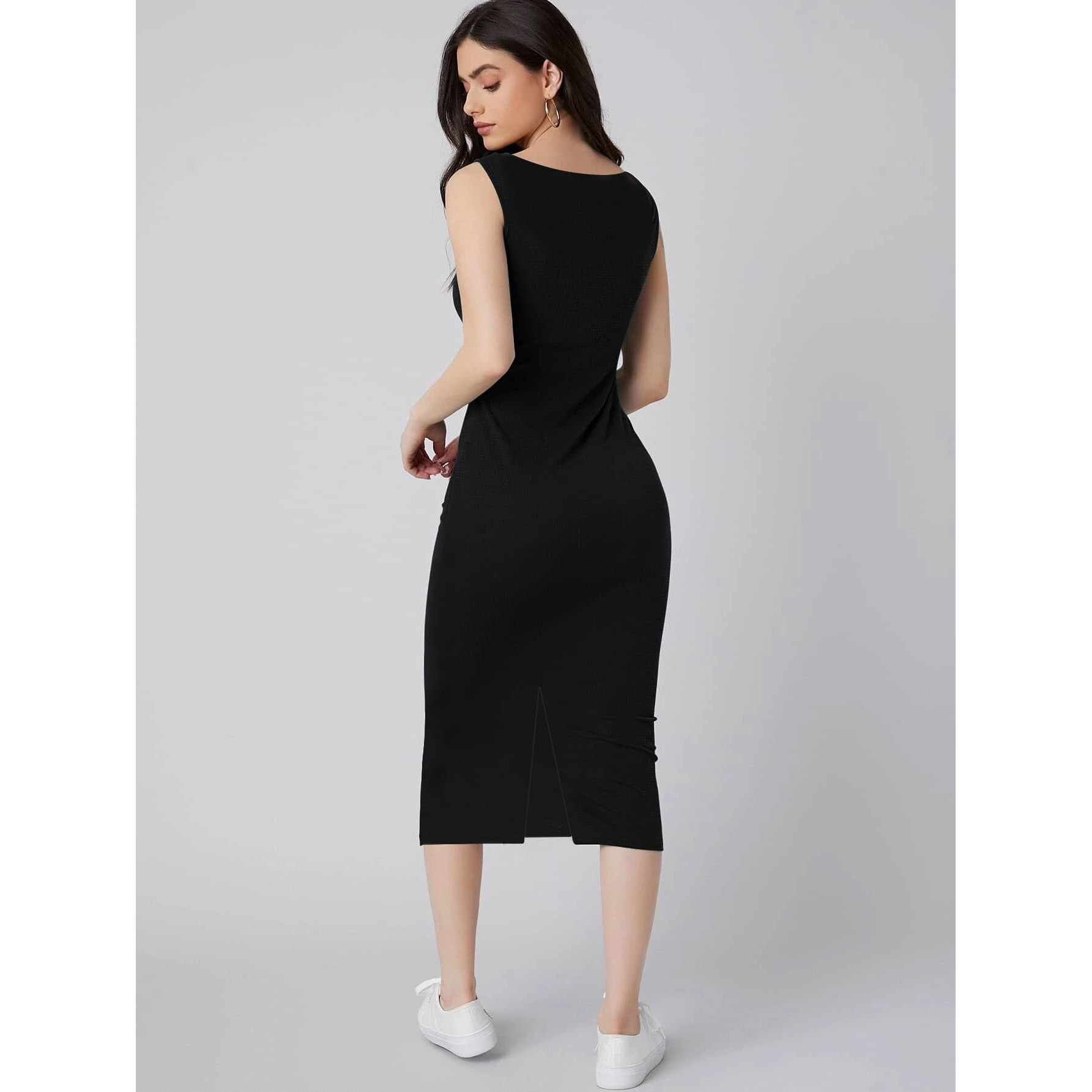 Toochki Dress For Women | Dresses For Women Dress | Black Bodycon Dress | Bodycon Dress | Midi Length Dress | Lycra Bodycon Dress | One Piece Dress