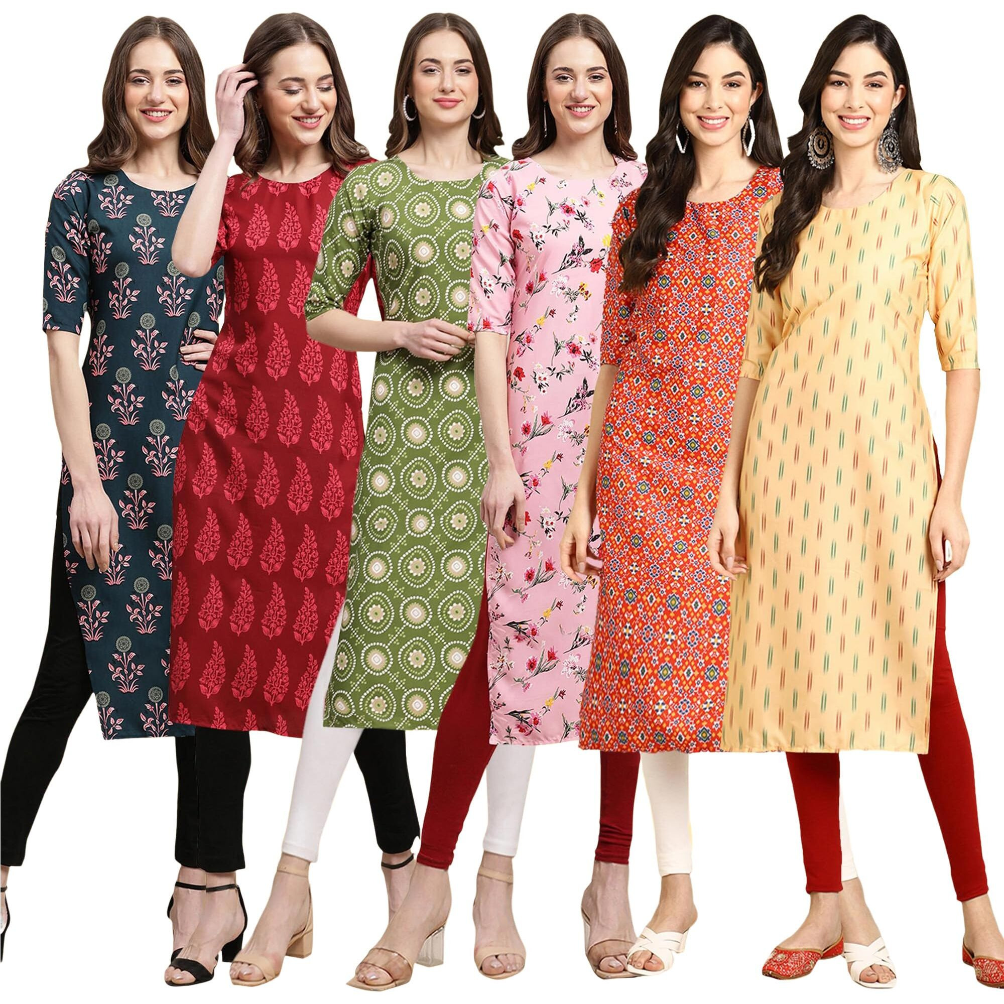 Pinkmint Women's Crepe Solid Regular Kurti (Ks01_Multicolor10