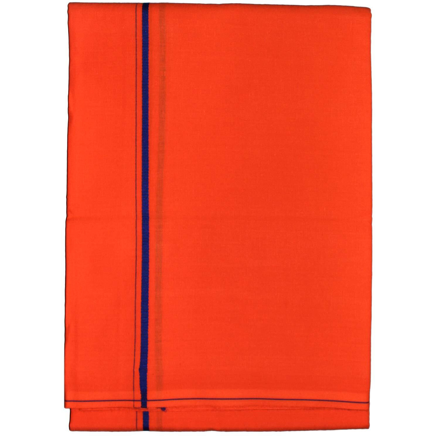 Prakasam Cotton Mens Single Colour Dhoti/Single Mundu/1.30X2.00 Meter Single Dhoti (Orange)