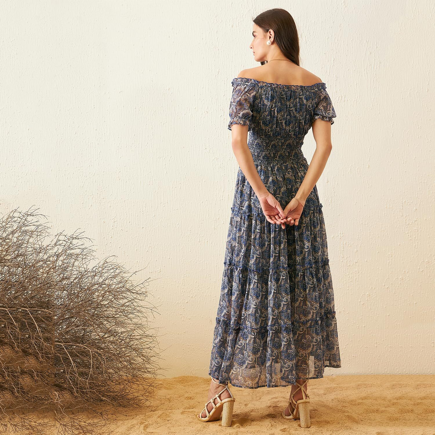 Rare Women's Regular Fit Fit And Flare Maxi Dress (Ep7546D_Blue Xl)