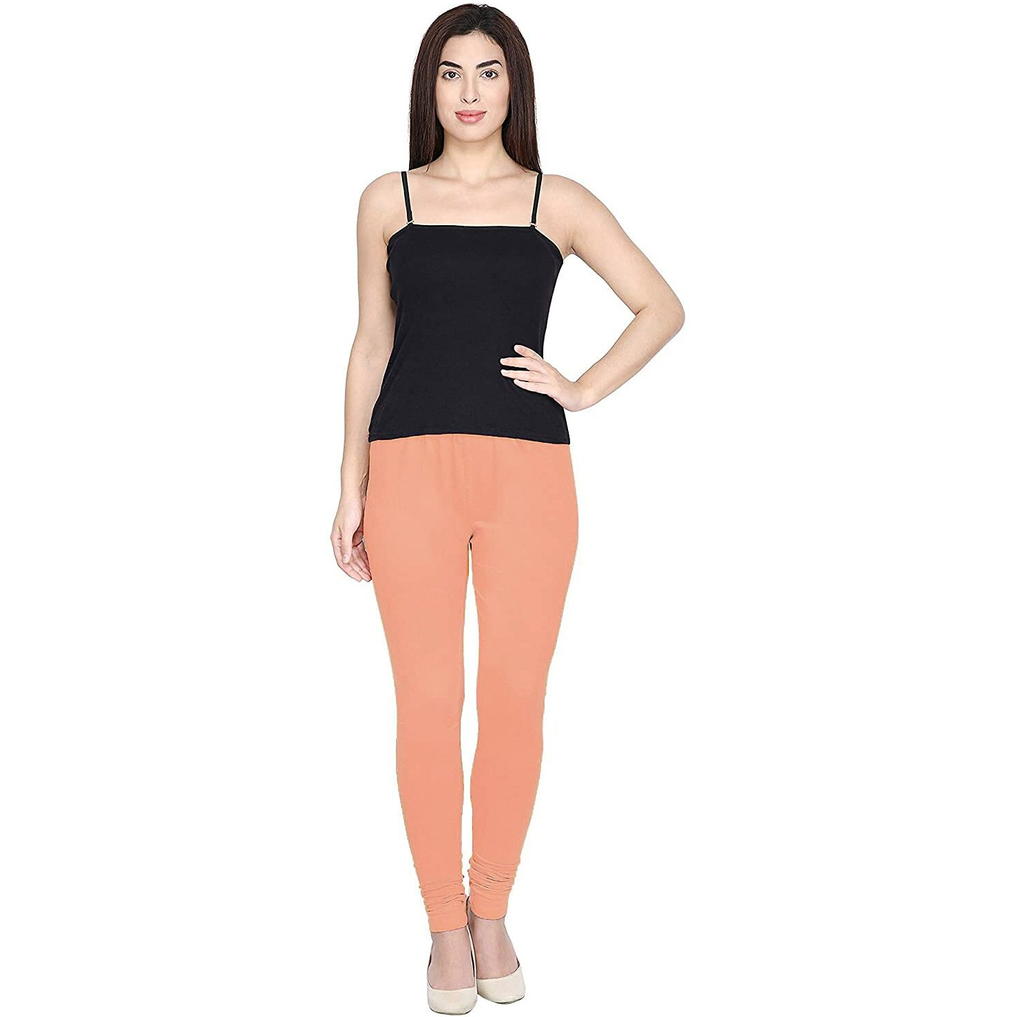 Shasmi Women's Stretch Leggings Com Chudidar Orange Light 99 Peach_M