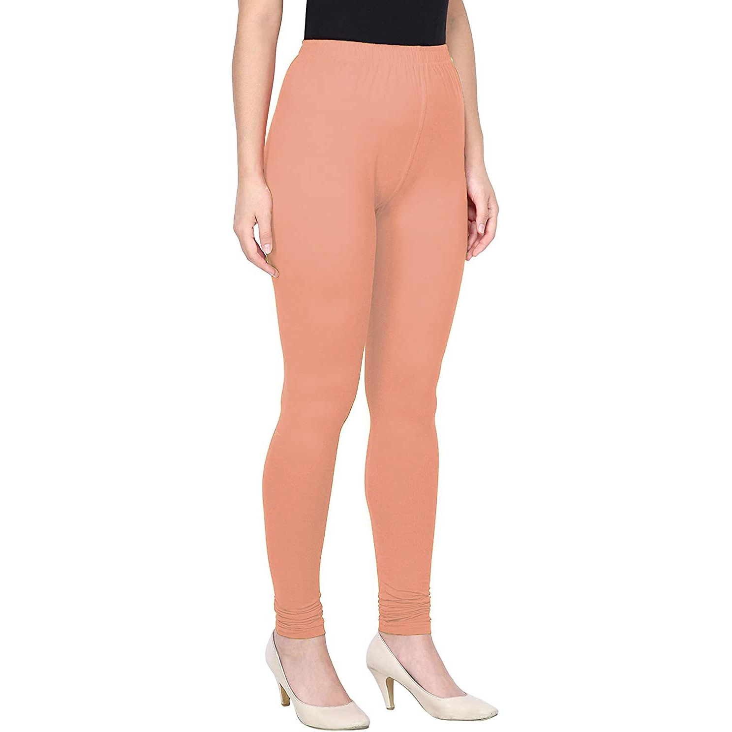 Shasmi Women's Stretch Leggings Com Chudidar Orange Light 99 Peach_M