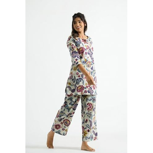 Toochki Kurti Set For Women | Cotton Ethnic Kurti Set For Women | Two Piece Ethnic Kurti Set | Kurti Set | Kurti Set Without Dupatta For Women | Kurti Set For Women Latest | Floral Printed Kurti Set