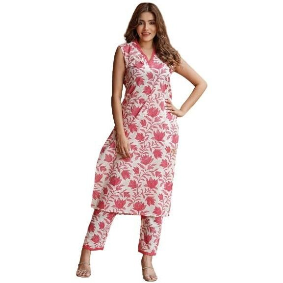 Smowkly V-Neck Sleeveless Kurta For Women 1429_Mrn_3Xl Maroon