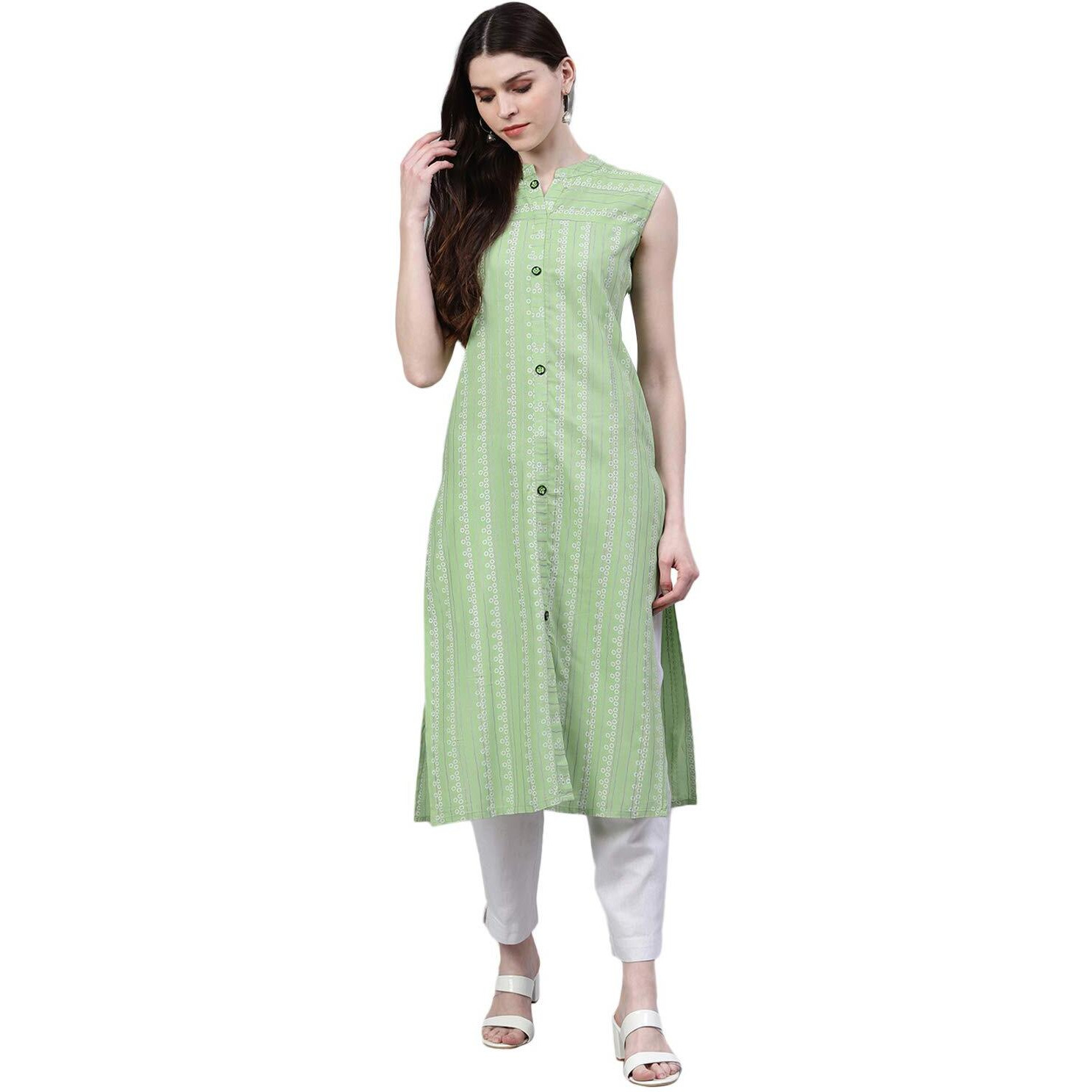 Stylum Women's Striped Rayon Straight Kurta (Solopista42_Pista, Xl)