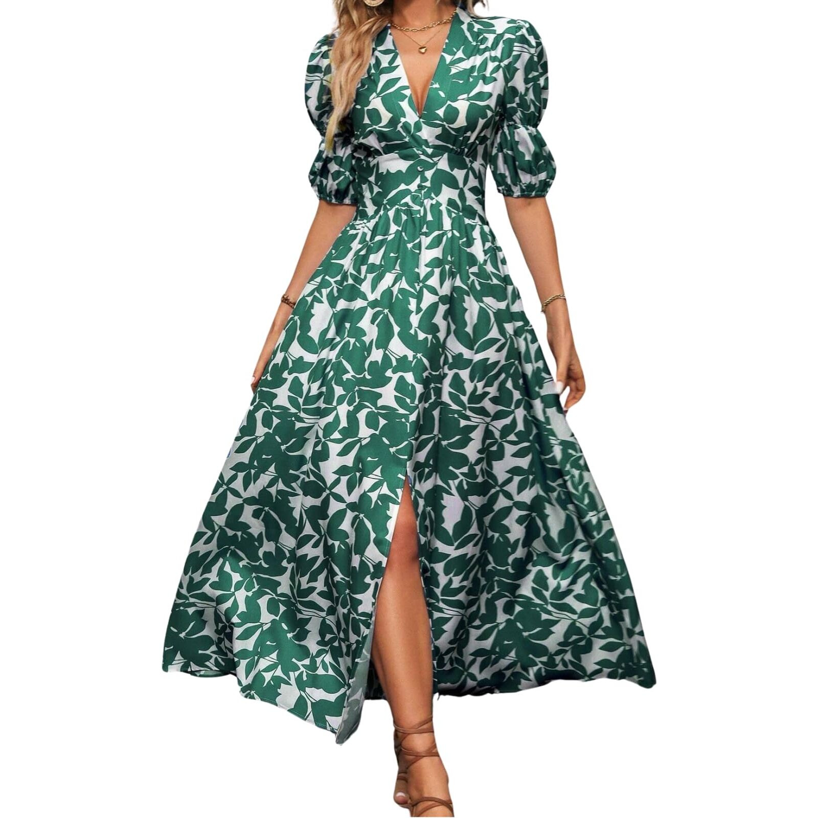Greciilooks Rayon Fit And Flare Ankle Length One Piece Maxi Bodycon Dresses Midi Dress For Women (Gl-Wd1219_Green