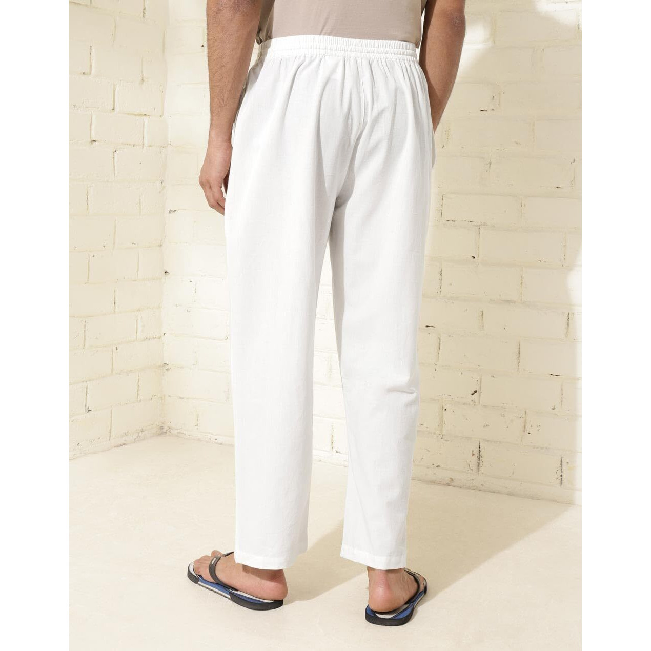 Fabindia Offwhite Cotton Woven Pyjama
