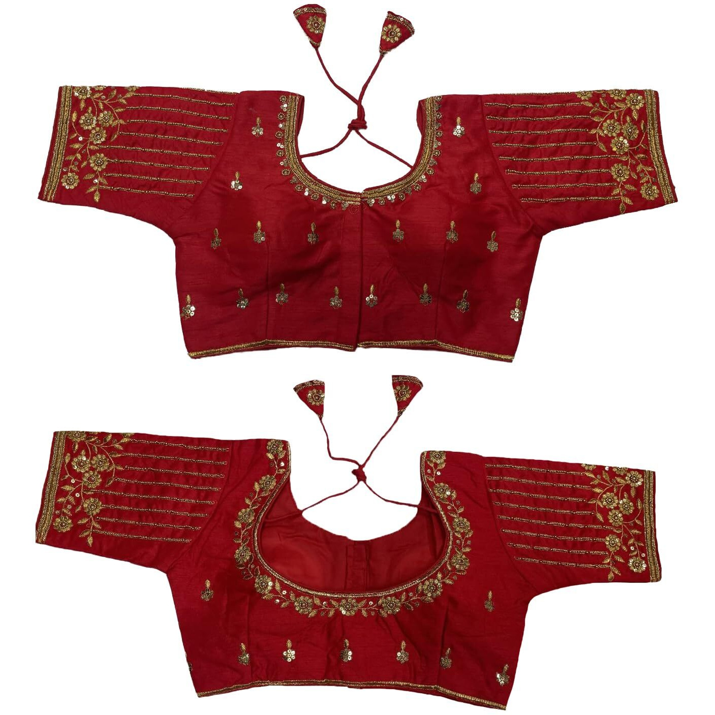 Vihu Fashion Women's Readymade Bridal Embroidery Blouse Multi Coding Maggam Work Moti Work Indian Ethnic Designer Stitched Readymade Saree Half Sleeve Red Blouse For Women For Saree Lehenga Choli