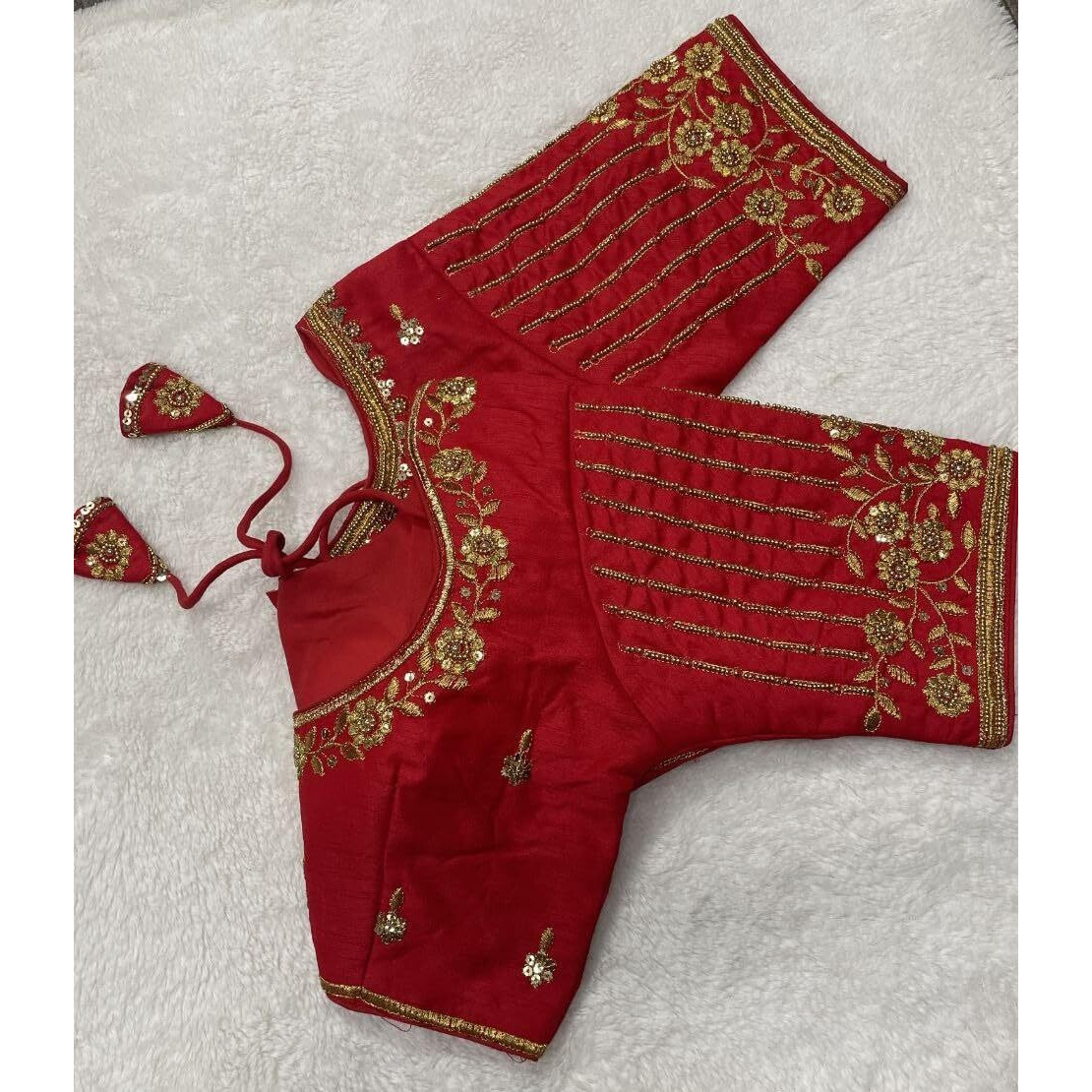 Vihu Fashion Women's Readymade Bridal Embroidery Blouse Multi Coding Maggam Work Moti Work Indian Ethnic Designer Stitched Readymade Saree Half Sleeve Red Blouse For Women For Saree Lehenga Choli