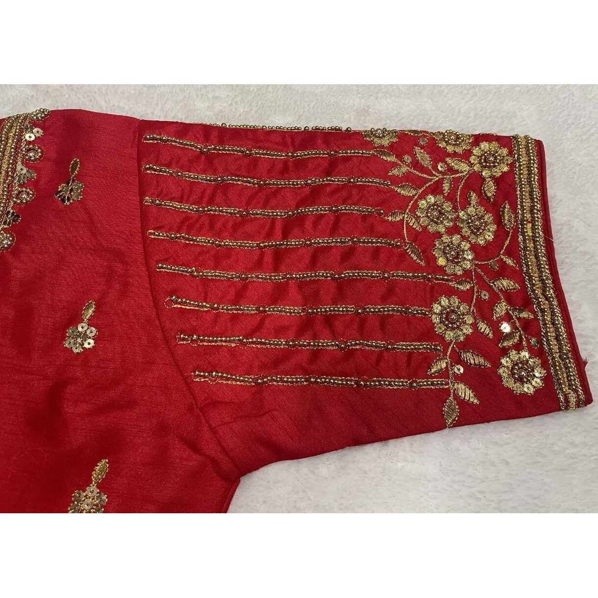 Vihu Fashion Women's Readymade Bridal Embroidery Blouse Multi Coding Maggam Work Moti Work Indian Ethnic Designer Stitched Readymade Saree Half Sleeve Red Blouse For Women For Saree Lehenga Choli