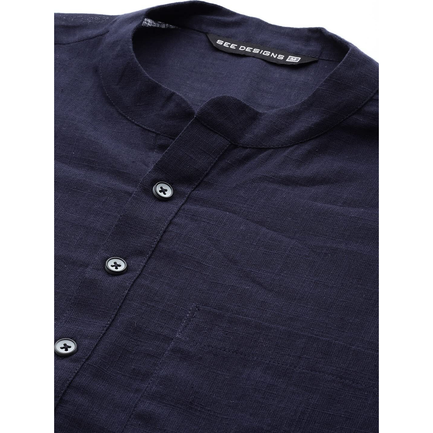 See Designs Men Blue & Beige Printed Pure Cotton Kurta Pyjama With Nehru Jacket_Sdnj23001Xl