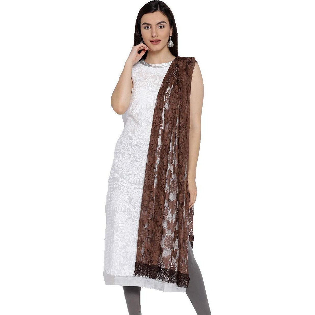 Weavers Villa Women's Net Dupatta, 2.10 Mtrs