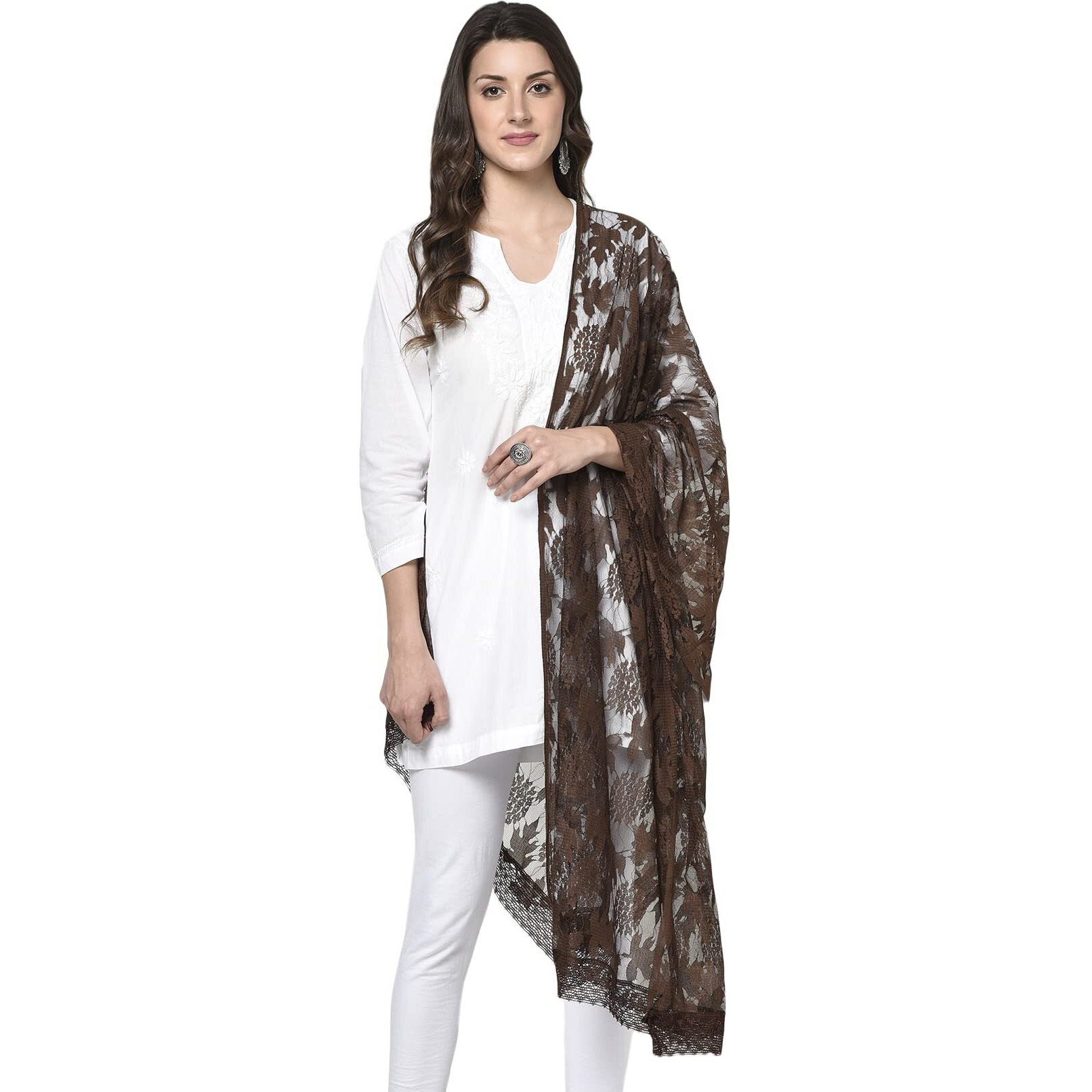 Weavers Villa Women's Net Dupatta, 2.10 Mtrs