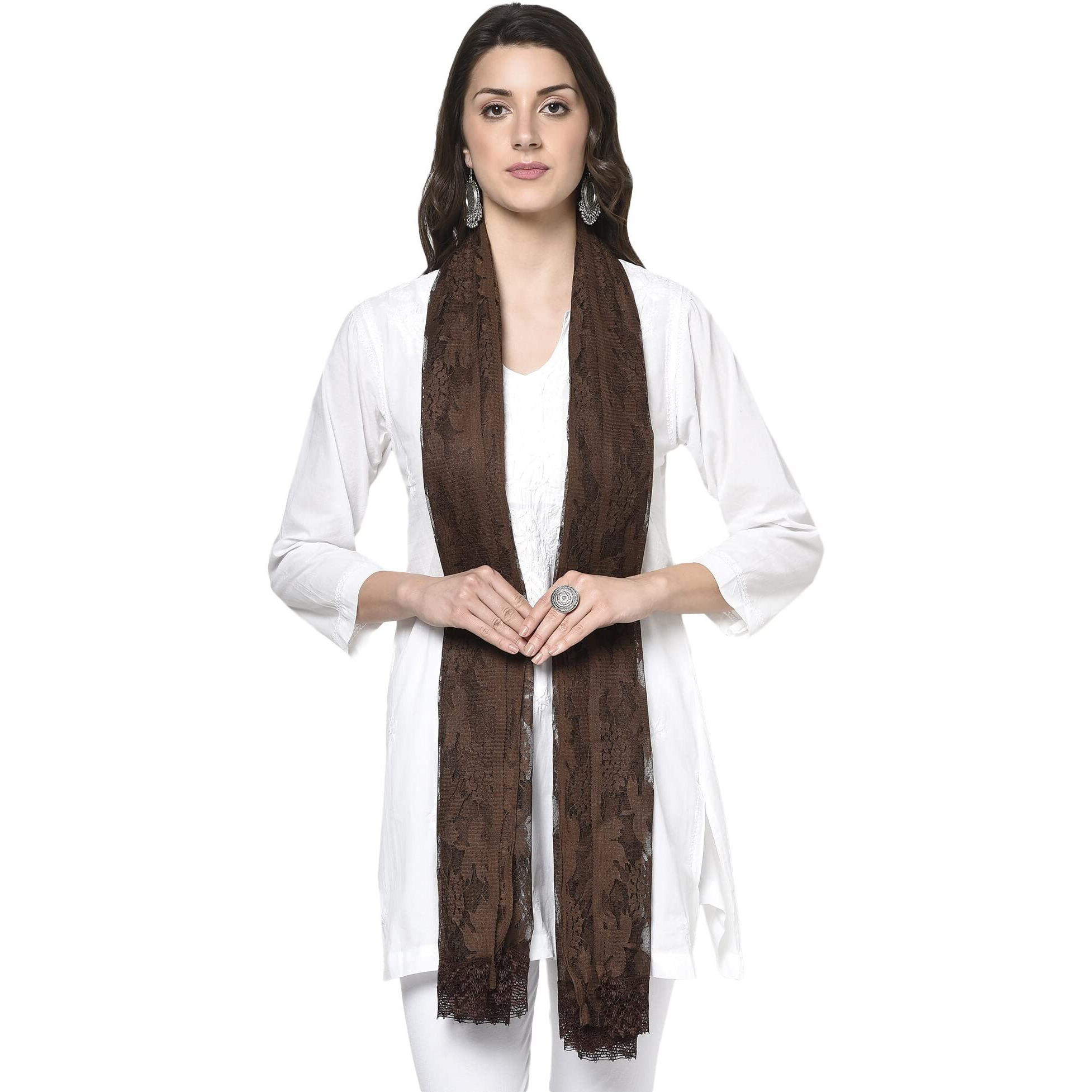 Weavers Villa Women's Net Dupatta, 2.10 Mtrs