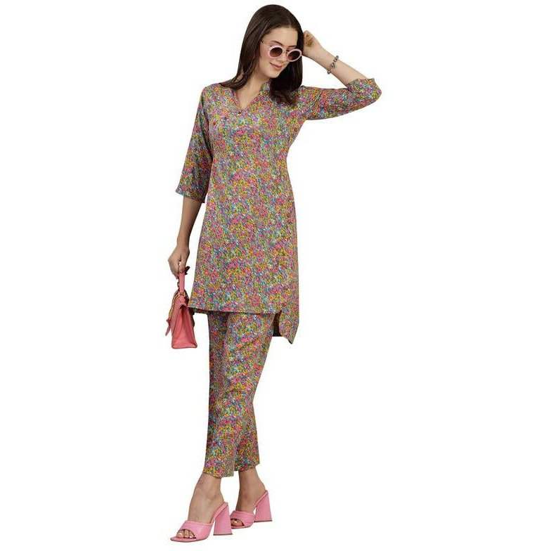 I Enterprise Women's Polyester Tunic Knee-Length Dress (Y1_Inco-024_Multicolor5