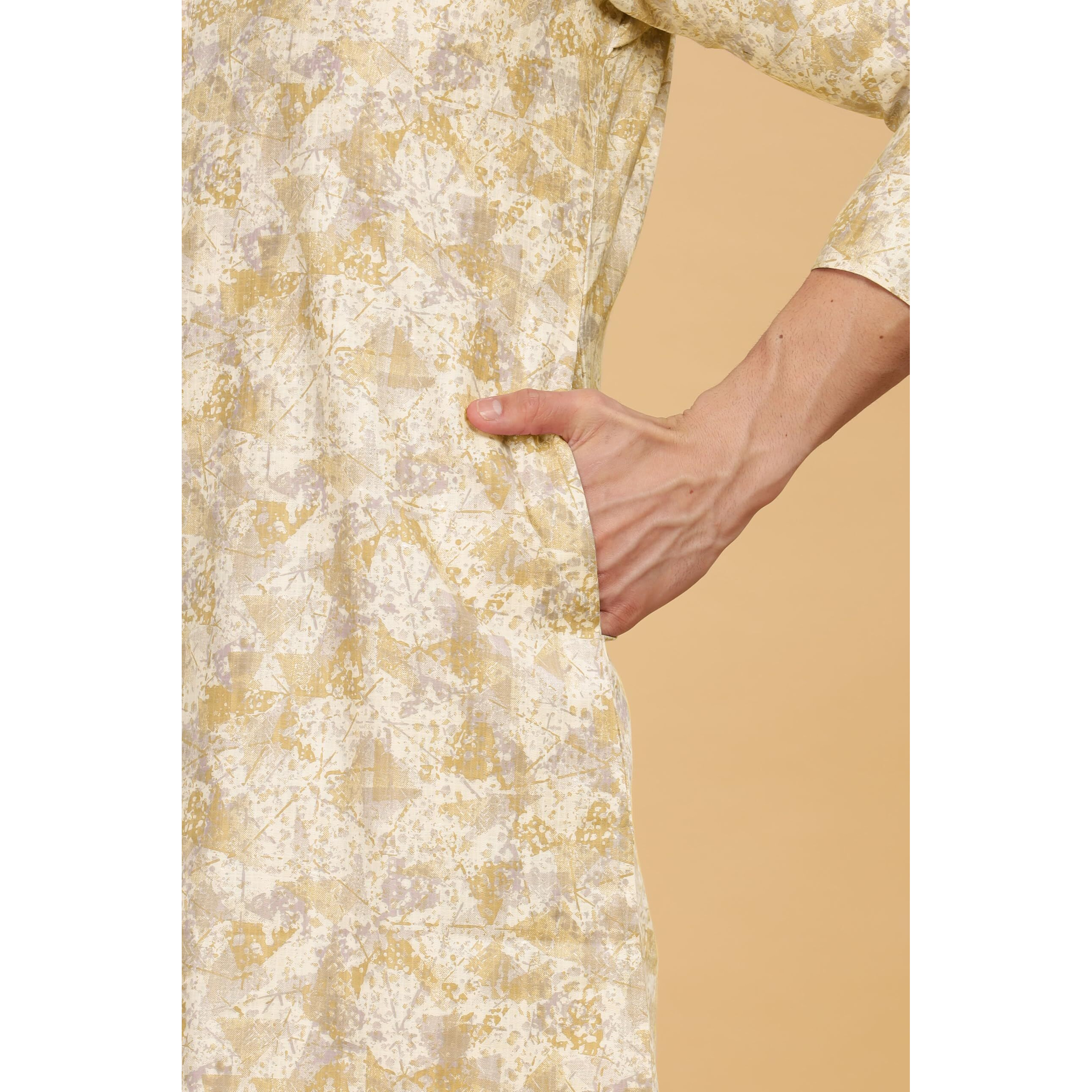 Be Active Men's Cotton Regular Kurta (C-399-4_Yellow-1
