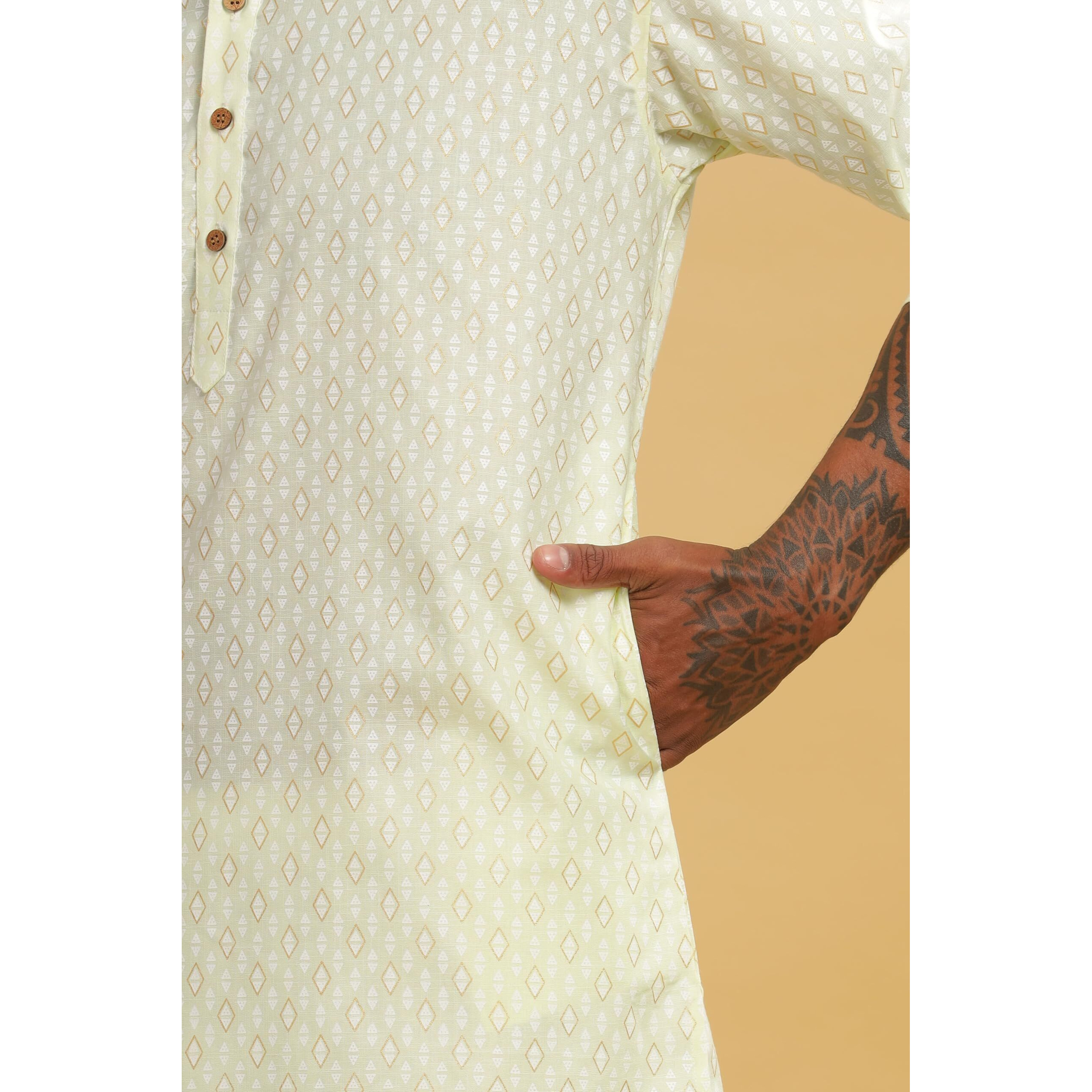 Be Active Men's Cotton Regular Kurta (C-399-4_L_Green)