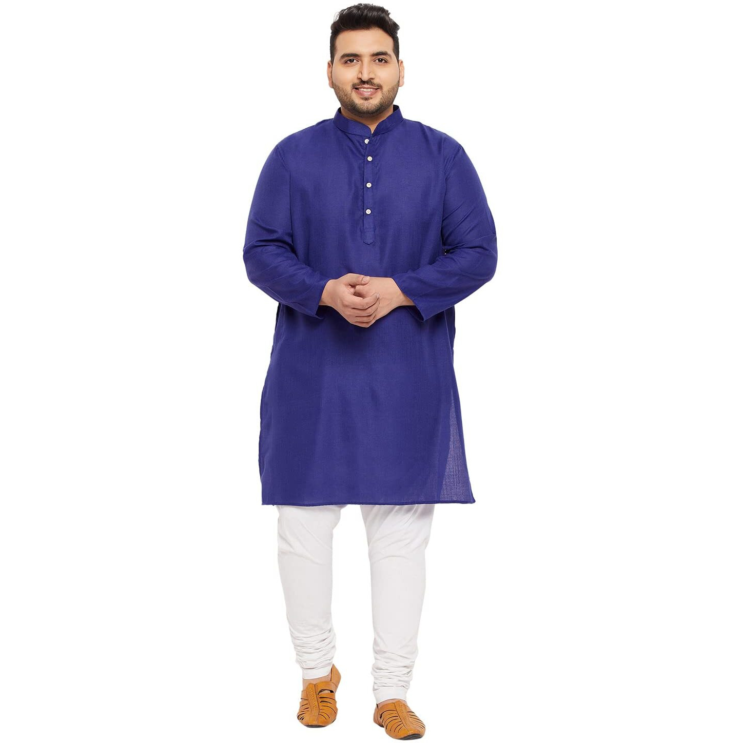 Bigbanana Plus Size Men's Regular Fit Kurta (Ullas-Royal Blue,Royal Blue,2Xl)