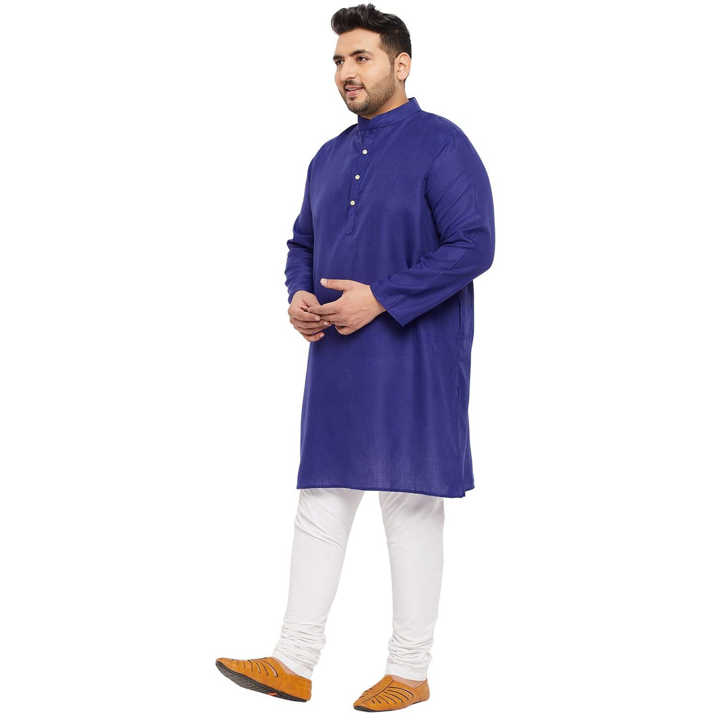 Bigbanana Plus Size Men's Regular Fit Kurta (Ullas-Royal Blue,Royal Blue,2Xl)