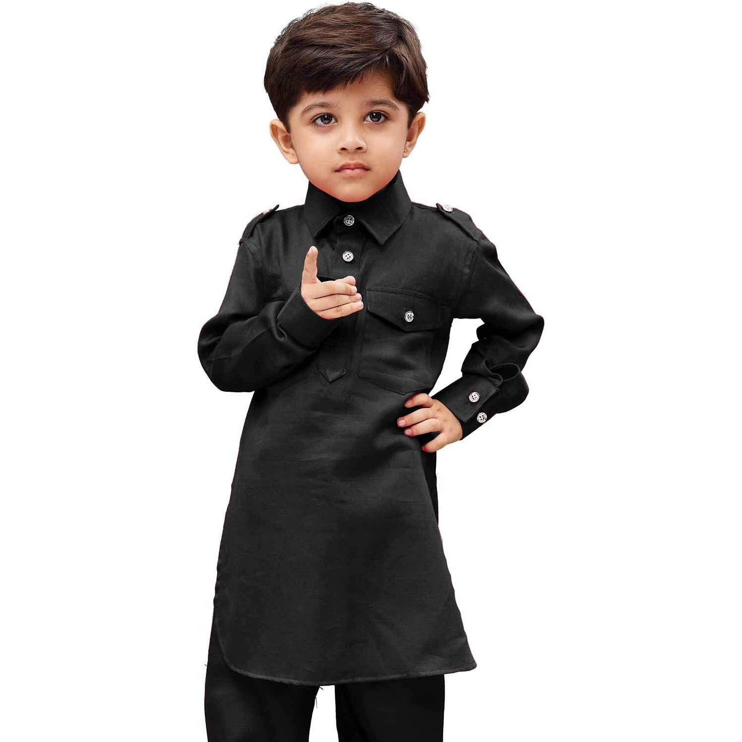 Vastramay Boys' Pathani Khan Suit Set  Soft Cotton Fabric With Patiala Pyjama  Perfect For Holi & Eid