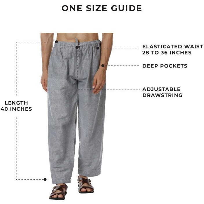 Digital Shopee Men's Eco-Friendly Cotton Pyjama Pack Of 2 | Grey + Melange Grey | 32-40Inches