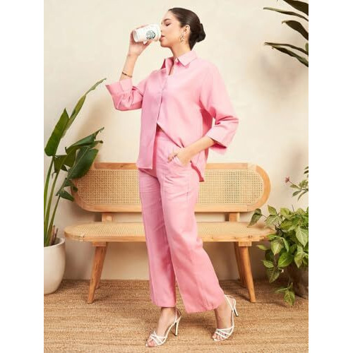 Fabnex Women Co Ord Set For Women | Co Ord Set For Women Stylish | Kurta Set For Women | Kurta Set | Ethnic Co Ord Set For Women | Full Sleeve Co-Ord Set (K-110-Pink-Xl)